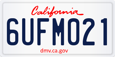 CA license plate 6UFM021