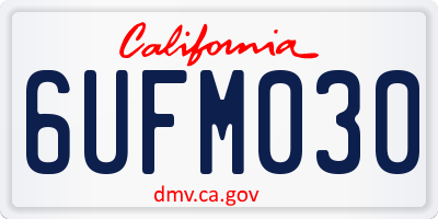 CA license plate 6UFM030