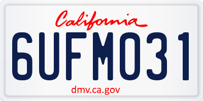 CA license plate 6UFM031