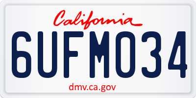 CA license plate 6UFM034