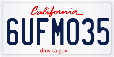 CA license plate 6UFM035