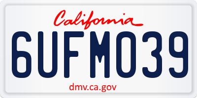 CA license plate 6UFM039