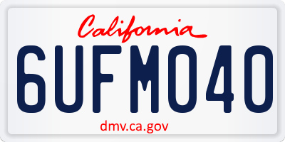 CA license plate 6UFM040