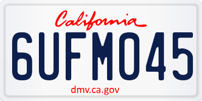 CA license plate 6UFM045