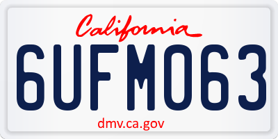CA license plate 6UFM063