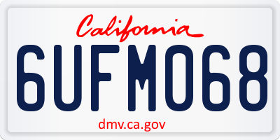 CA license plate 6UFM068