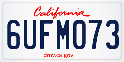 CA license plate 6UFM073