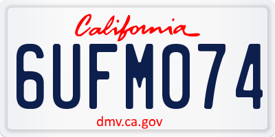 CA license plate 6UFM074
