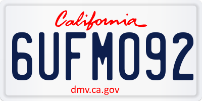 CA license plate 6UFM092