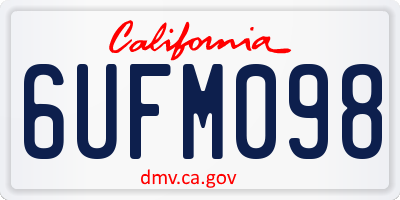 CA license plate 6UFM098