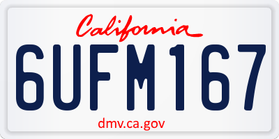 CA license plate 6UFM167