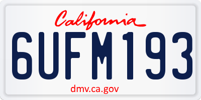 CA license plate 6UFM193