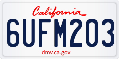 CA license plate 6UFM203