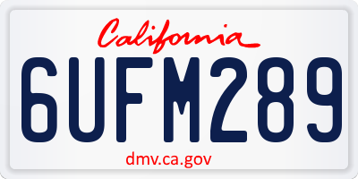 CA license plate 6UFM289