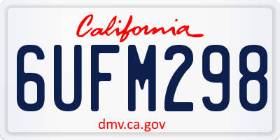 CA license plate 6UFM298