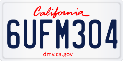 CA license plate 6UFM304