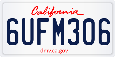 CA license plate 6UFM306