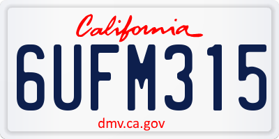 CA license plate 6UFM315