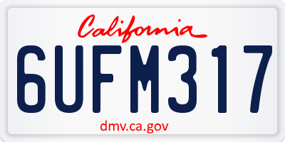 CA license plate 6UFM317