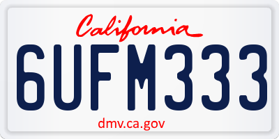 CA license plate 6UFM333