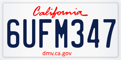 CA license plate 6UFM347