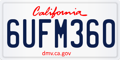 CA license plate 6UFM360