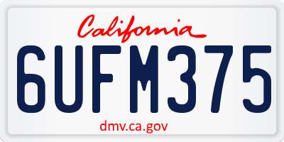 CA license plate 6UFM375