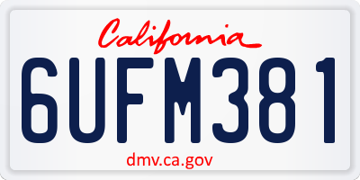 CA license plate 6UFM381