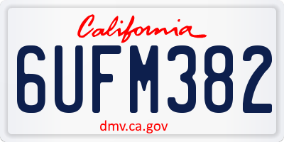 CA license plate 6UFM382