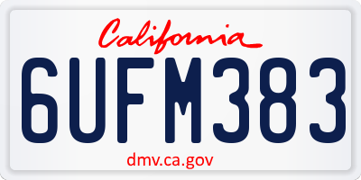 CA license plate 6UFM383
