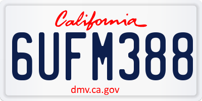 CA license plate 6UFM388