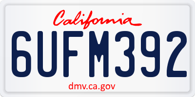 CA license plate 6UFM392