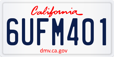 CA license plate 6UFM401