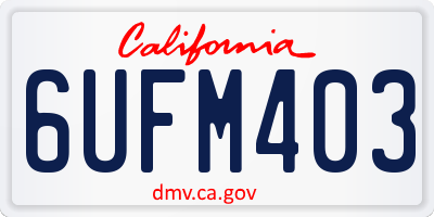 CA license plate 6UFM403
