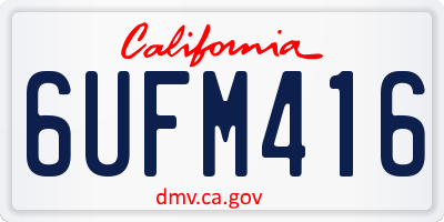 CA license plate 6UFM416