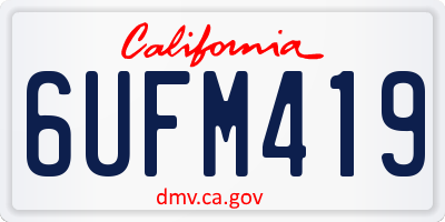 CA license plate 6UFM419