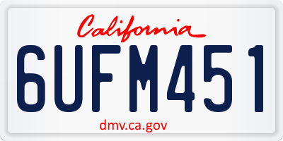 CA license plate 6UFM451