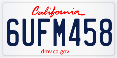 CA license plate 6UFM458
