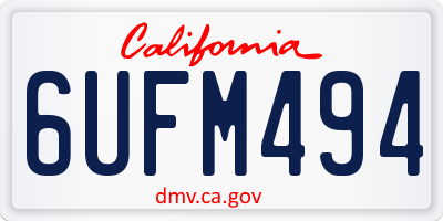 CA license plate 6UFM494