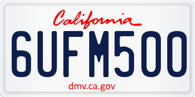 CA license plate 6UFM500