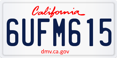 CA license plate 6UFM615
