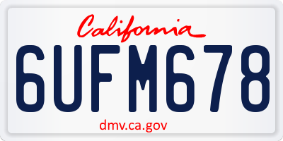 CA license plate 6UFM678