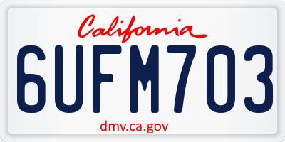 CA license plate 6UFM703