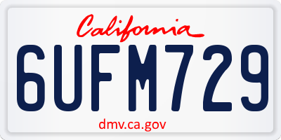 CA license plate 6UFM729