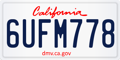 CA license plate 6UFM778