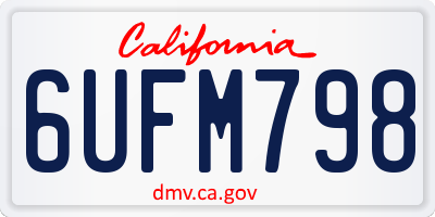 CA license plate 6UFM798