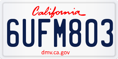CA license plate 6UFM803
