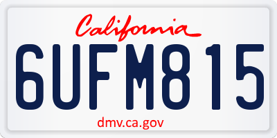 CA license plate 6UFM815