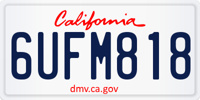 CA license plate 6UFM818