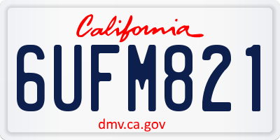 CA license plate 6UFM821